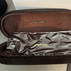 Tom Ford Brown Velvet Eyewear Case with Gold Logo Accent - Box and Shammy